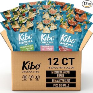 Kibo Chickpea Chips 3 Flavor Variety Pack, 1oz 12 pk