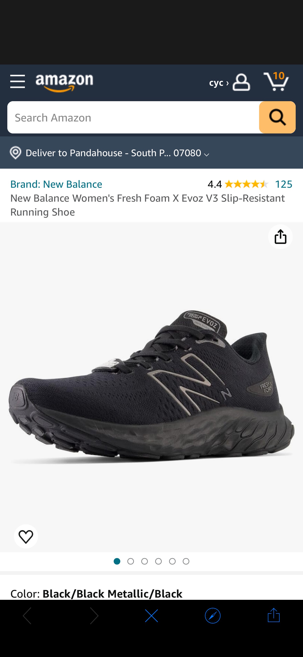 Amazon.com | New Balance Women's Fresh Foam X EVOZ V3 Slip-Resistant Running Shoe, Black/Black Metallic/Black, 10.5 Wide | Road Running
