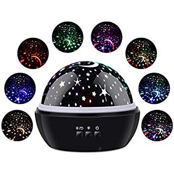 Star Sky Night Lamp,ANTEQI Baby Lights 360 Degree Romantic Room Rotating Cosmos Star Projector with LED Timer Auto-Shut Off,USB Cable for Kid Bedroom,Christmas Gift (Black)星月浪漫夜灯