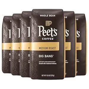 Peet's Coffee Medium Roast Whole Bean Coffee Big Bang 6 Bags of 10.5 oz