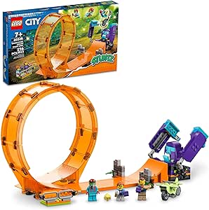 Amazon.com: LEGO City Stuntz Smashing Chimpanzee Stunt Loop 60338 with Flywheel Toy Motorcycle, Ramp, Chimp Prop and 3 Minifigures, Gift for Kids Aged 7 Plus : Toys &amp; Games