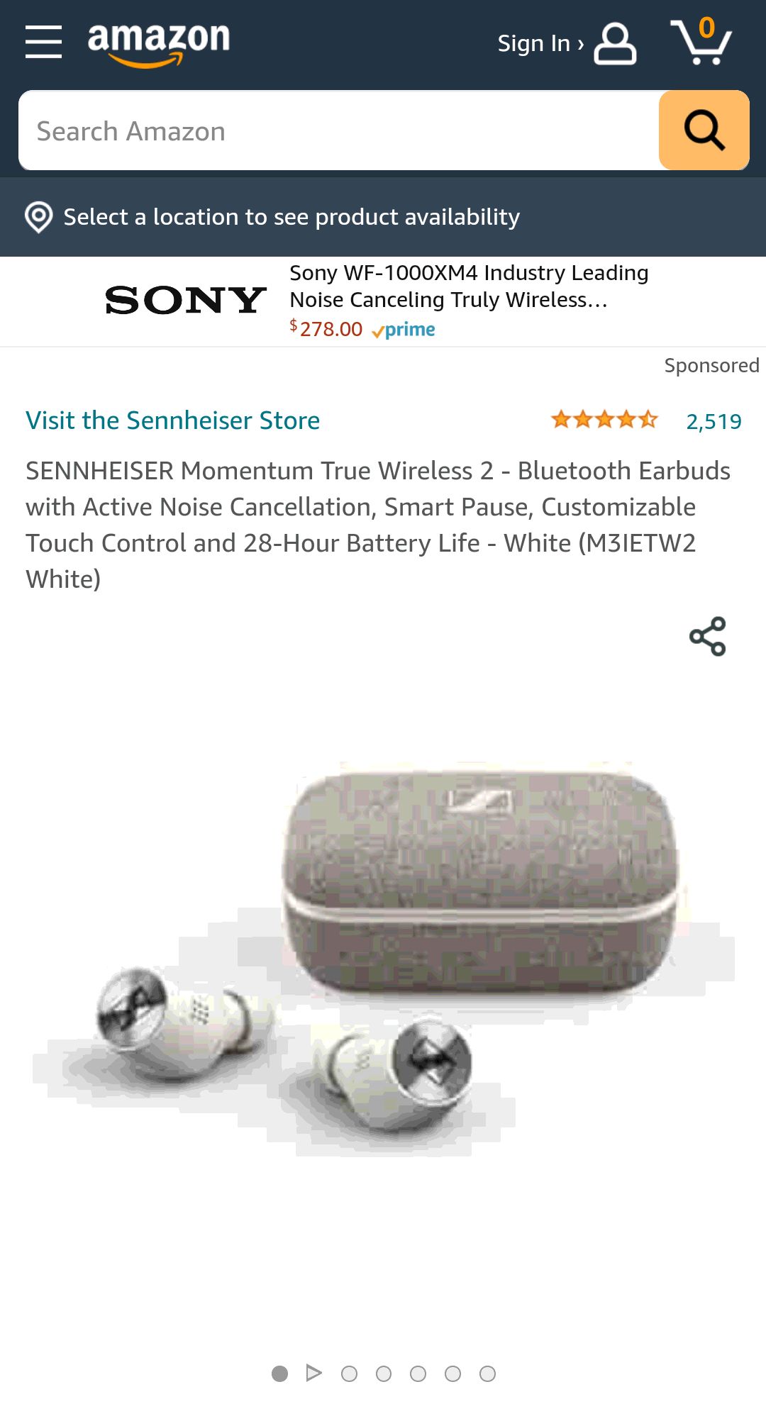 森海赛尔真无线主动降噪耳机二代 SENNHEISER Momentum True Wireless 2 - Bluetooth in-Ear Buds with Active Noise Cancellation