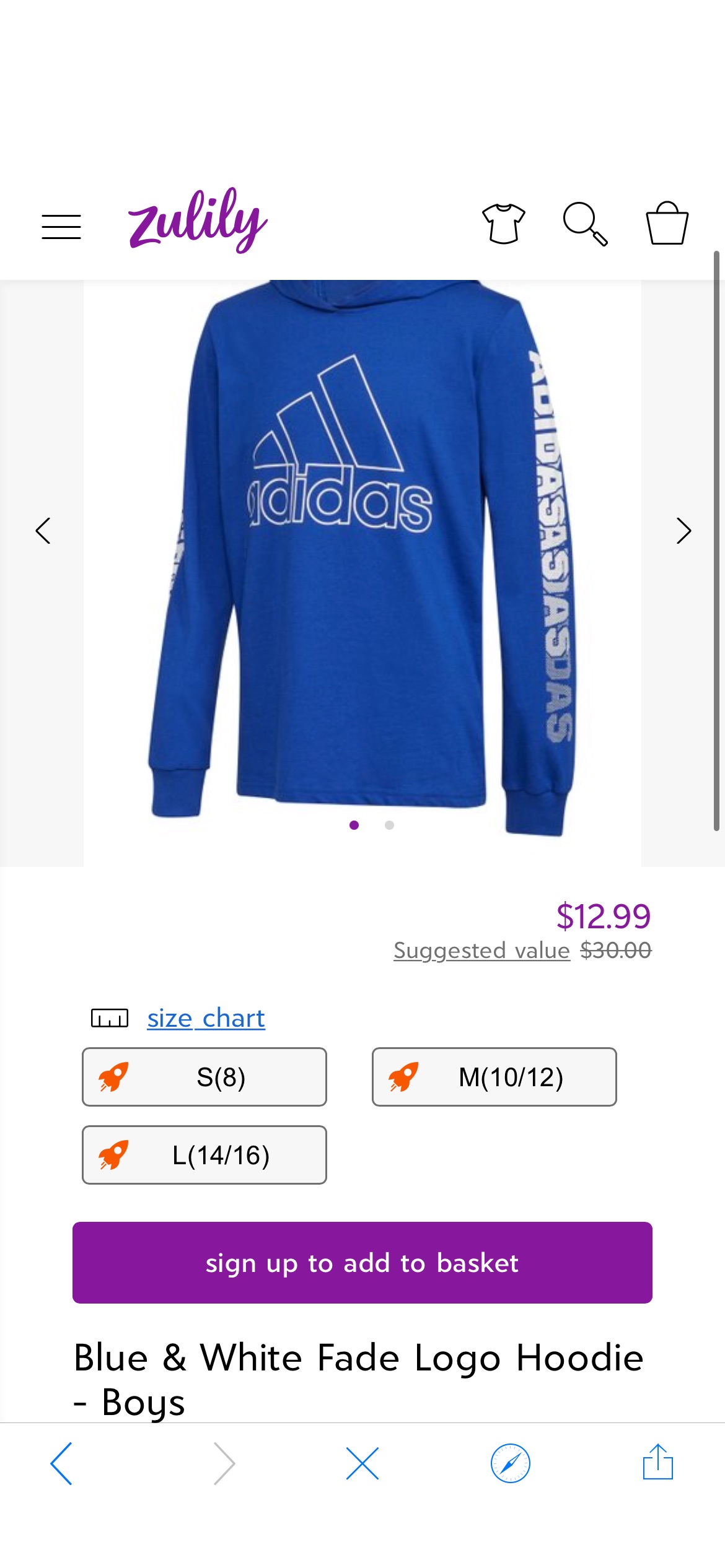 adidas Blue & White Fade Logo Hoodie - Boys | Best Price and Reviews | Zulily