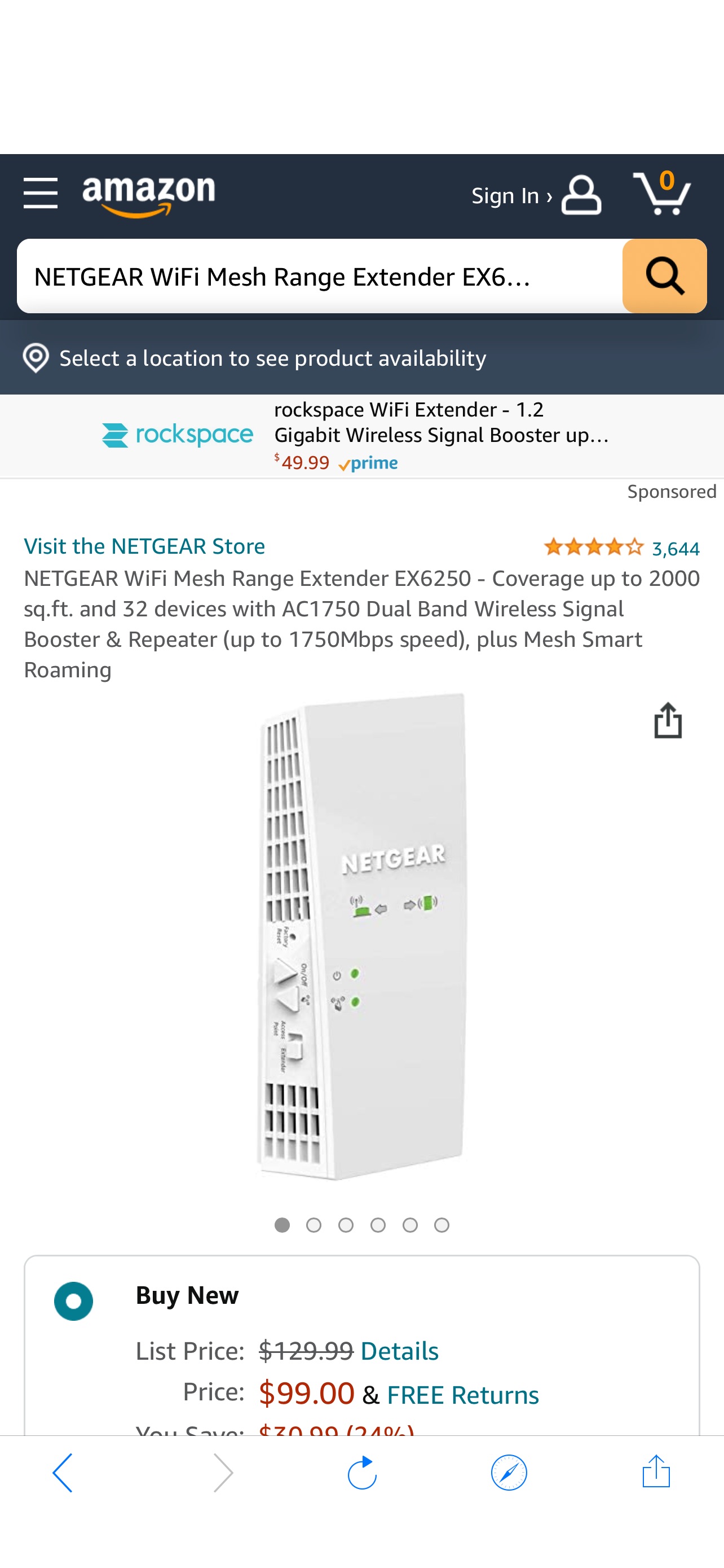 NETGEAR WiFi Mesh Range Extender EX6250 -AC1750 网件无线wifi 扩展中继 APp覆盖2000 sf ，双频率，非常稳定