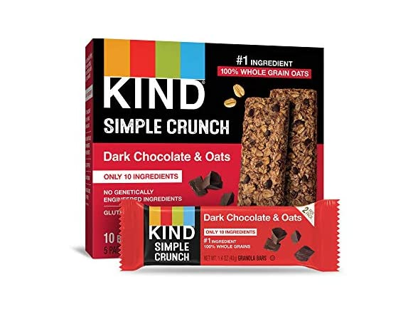 (8-Pack) KIND Simple Crunch Bars Dark Chocolate & Oats, 10 Bars