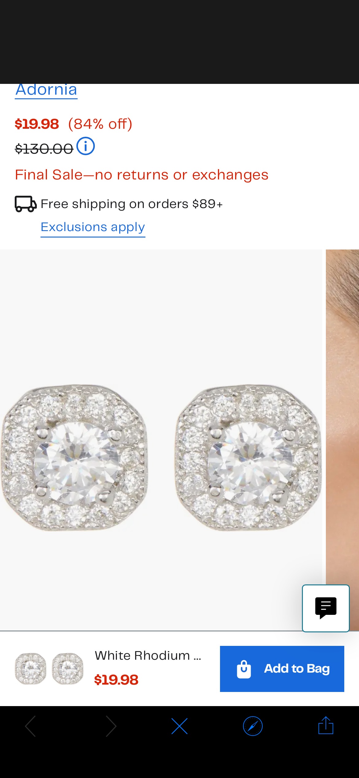 Adornia White Rhodium Plated Swarovski Crystal Halo Stud Earrings | Nordstromrack