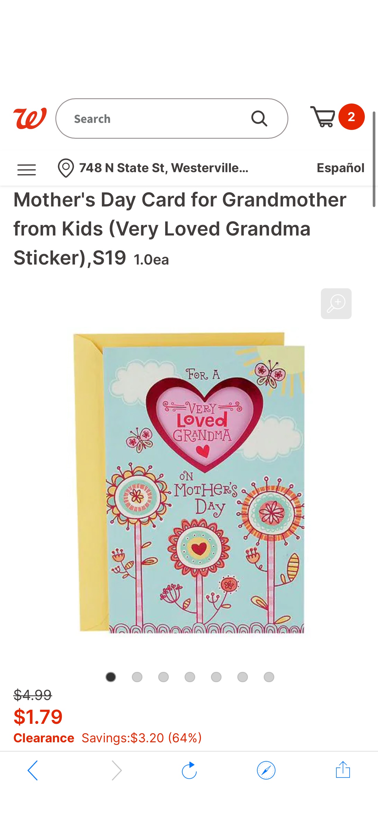 Hallmark Mother's Day Card for Grandmother from Kids (Very Loved Grandma Sticker),S19 | Walgreens免费两张母亲节卡片，需用帐号$4优惠券