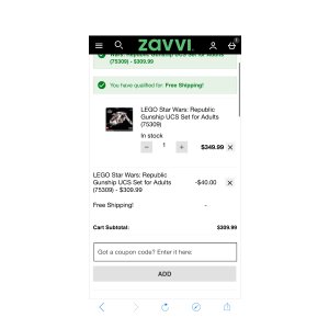 $309.99 乐高星战共和国炮艇75309