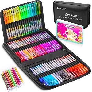 Glitter Gel Pens for Adult Coloring Books, 122 Pack Artist Supplies