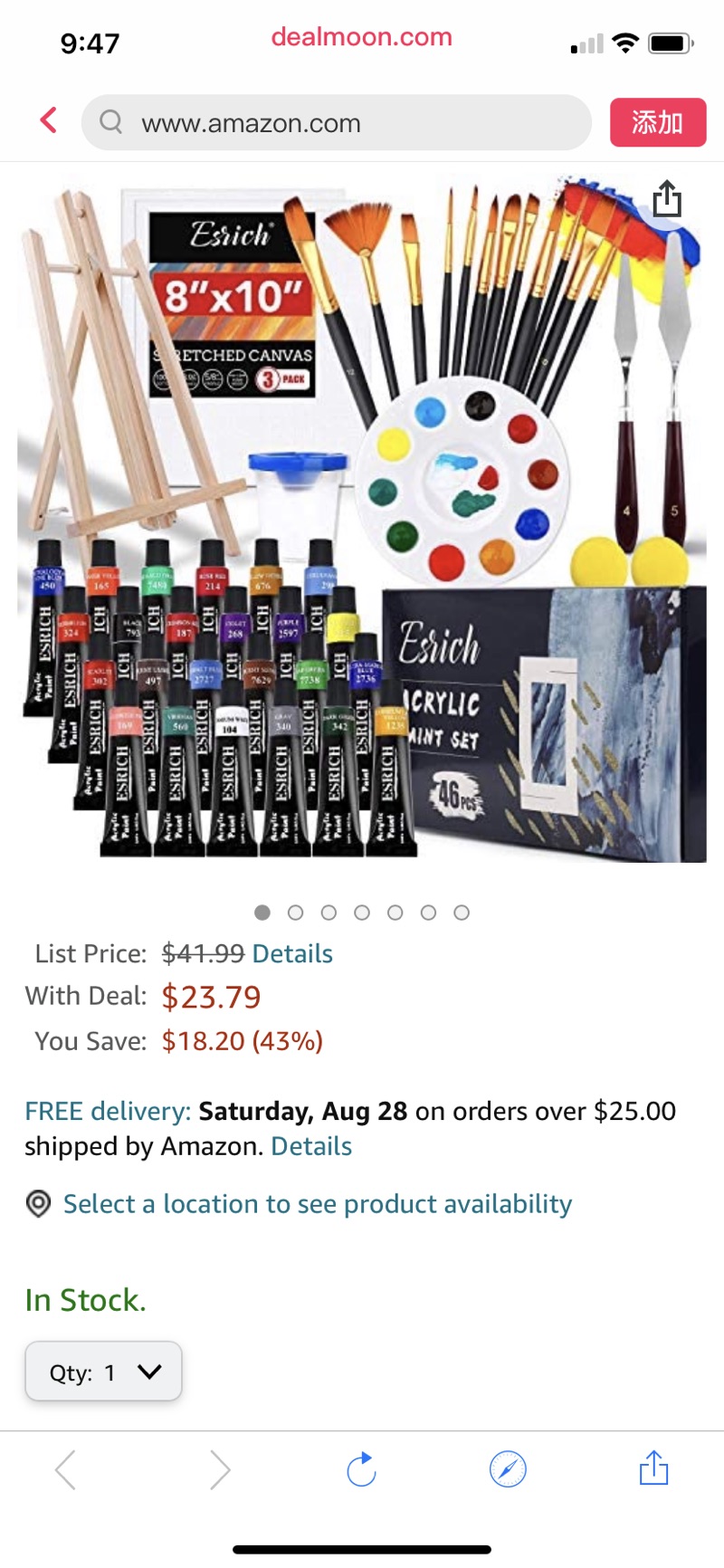 Amazon.com：丙烯酸油漆套装，46件专业油漆用品与油漆刷，丙烯酸油漆，帆布，调色板，油漆刀，刷杯和海绵