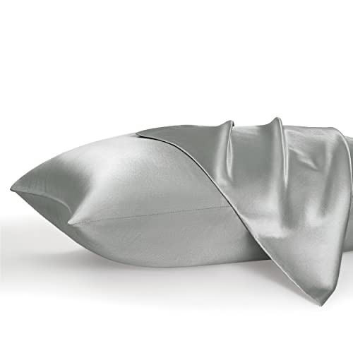 Amazon.com: Bedsure Satin Pillowcase for Hair and Skin Queen - Silver Grey Silky Pillowcase 20x30 Inches - Set of 2 with Envelope Closure, Similar to Silk Pillow Cases, Gifts for Women Men : Home & Ki