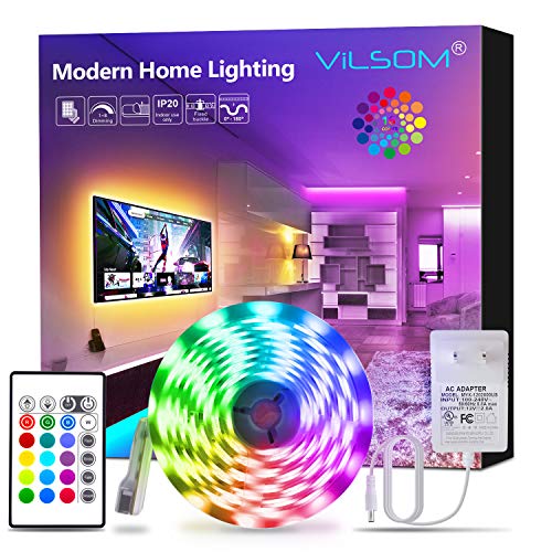 条形灯ViLSOM Led Strip Lights, 16.4ft RGB 5050 LEDs Color Changing Light Strip Kit with Remote and 12V Power Supply