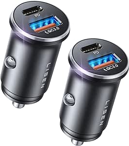 Amazon.com: LISEN 48W USB C Car Charger Adapter [2 Pack] [Mini &amp; Metal] Cigarette Lighter USB Charger Fast Charging [PD QC 3.0] USBC Car Phone Charger  