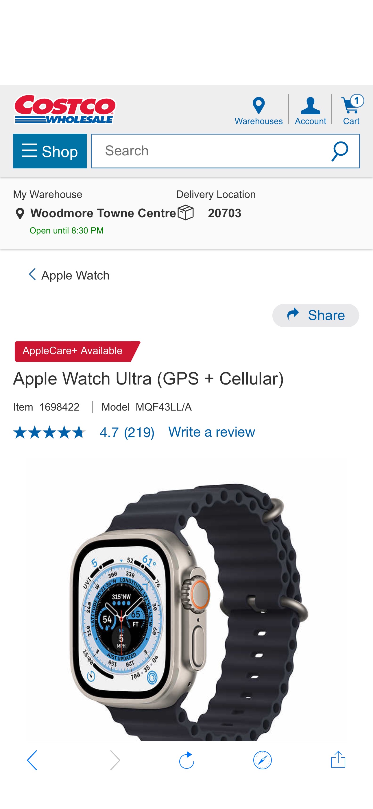 Apple Watch Ultra Midnight (GPS + Cellular) | Costco