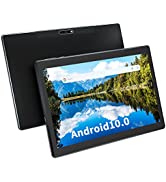 10 inch Tablet Android 10.0, HD 1280x800 Touchscreen, 32GB Storage, 6000mAh Battery, Dual Camera Dual Speakers, Google Certified, Support WiFi Bluetooth, Portable Tablet Black