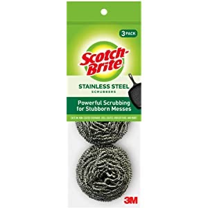Amazon.com: Scotch-Brite Stainless Steel Scrubbers, 3 Scrubbers: Computers & Accessories钢丝球