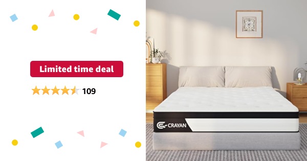 Limited-time deal: Crayan Full Mattress, 10 Inch Full Size Mattress in a Box, Memory Foam Innerspring Hybrid Mattress for Pressure Relief, Motion Isolation, Breathable Comfort, CertiPUR-US