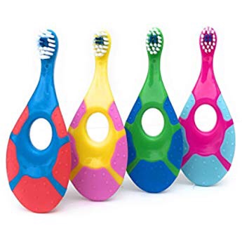 Amazon.com : Trueocity Baby Toddler Toothbrush 4 Pack for 0-2 Years, Infant & Training Toothbrushes (Blue, Orange, Pink, Green) : Baby宝宝牙刷