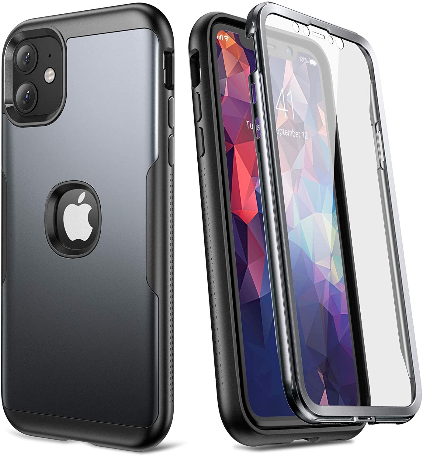 Amazon.com: YOUMAKER Metallic Designed Full Body Rugged with Built-in Screen Protector Heavy Duty Protection Slim Fit Shockproof Cover for iPhone 11 Case 6.1 Inch (2019) -手机壳iphone11