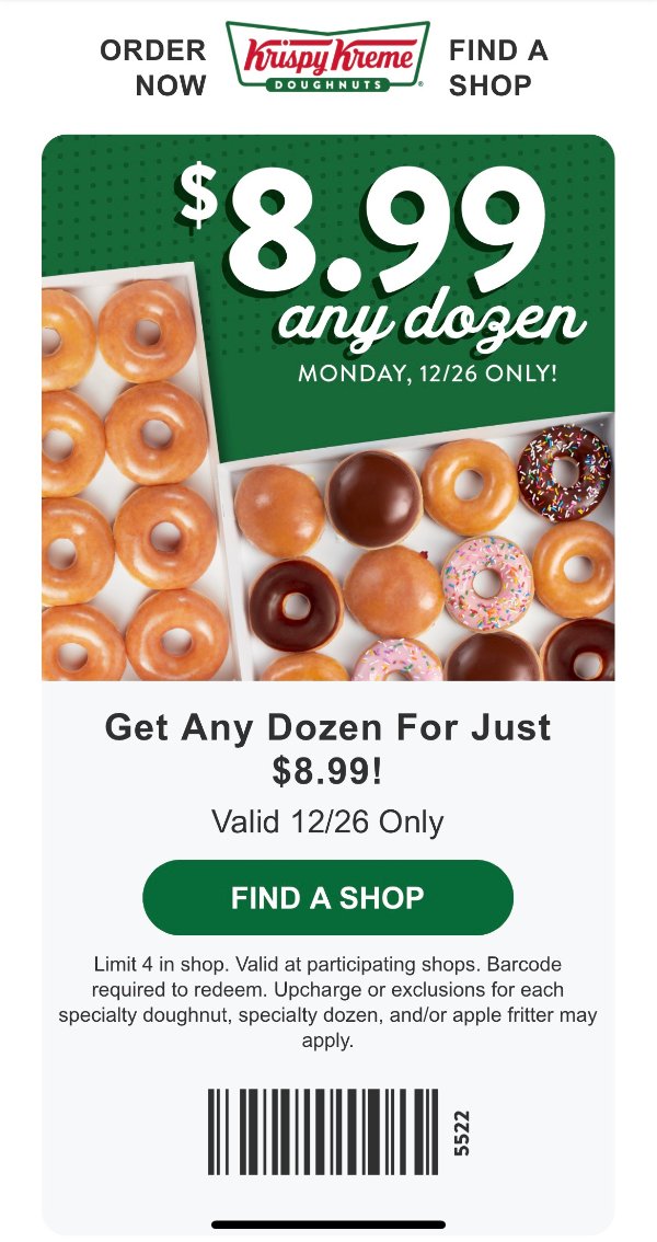 Krispy Kreme - Krispy Kreme Doughnuts | Doughnuts, Coffee & Drinks甜甜圈一打$8.99