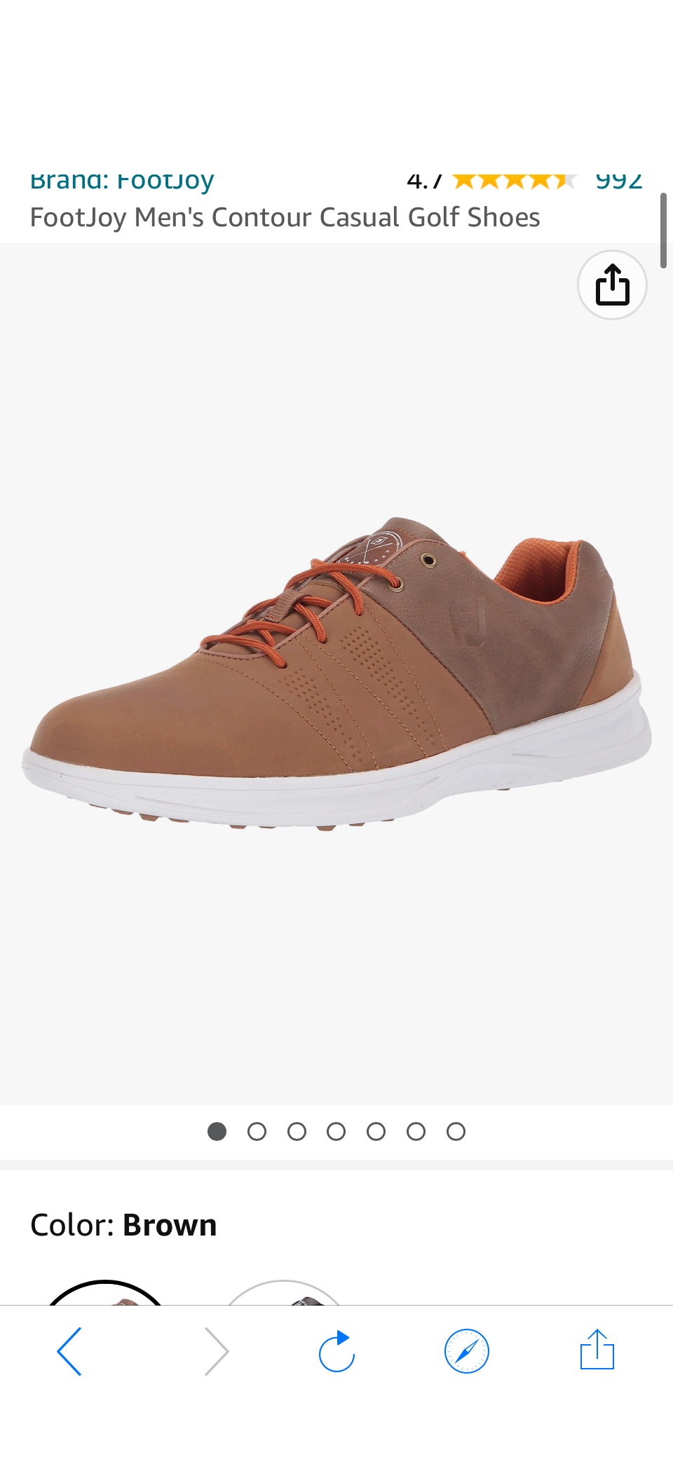 Amazon.com | FootJoy Men's Contour Casual Previous Season Style Golf Shoes, Brown, 7 XW US | Golf原价119.95