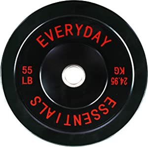 Everyday Essentials Color Coded Olympic Bumper Plate Weight Plate, Single