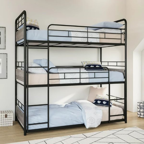Better Homes & Gardens Anniston Convertible Black Metal Triple Twin Bunk Bed