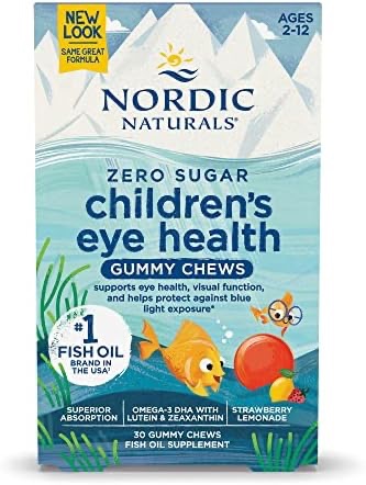 Amazon.com: Nordic Naturals Children’s Eye Health Gummies, Strawberry Lemonade - 30 Gummies for Kids - 484 mg Total Omega-3s DHA, Lutein & Zeaxanthin - Brain Health, Antioxidant Support, Non-GMO - 30 