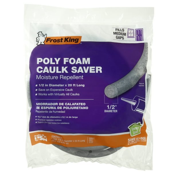 Frost King® C22AW 1/2" x 20' Moisture-Repellent Poly Foam Caulk Saver