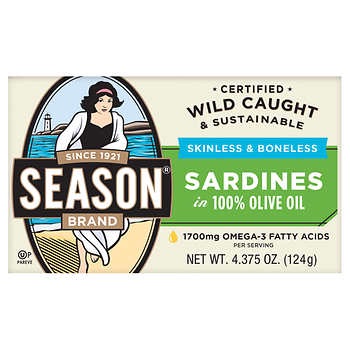 油浸沙丁鱼罐头Season Skinless & Boneless Sardines in Olive Oil, 6-count
