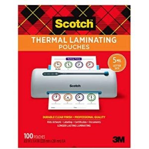 $17.83 Scotch Thermal 热封袋, 5 Mil, 100个, 8.9 x 11.4 inches