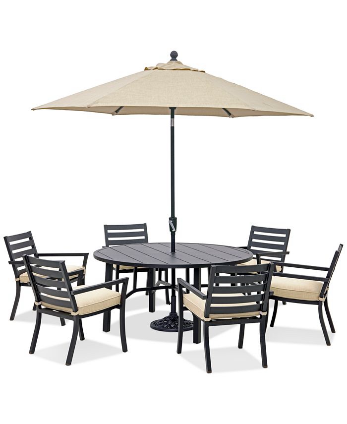 Agio Astaire Outdoor 7-pc Dining Set (60" round table + 6 dining chairs) - Macy's