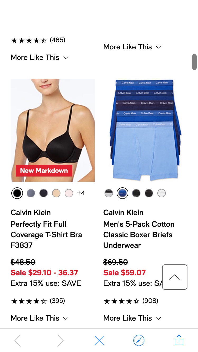 Calvin Klein - Macy's 部分额外75折 code DEALMOON25