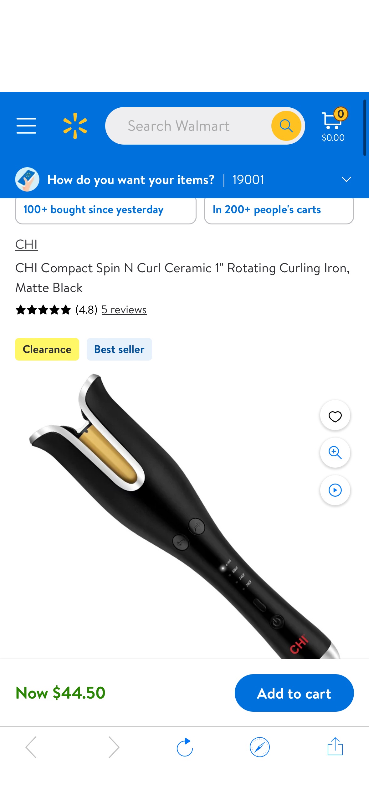 CHI Compact Spin N Curl Ceramic 1" Rotating Curling Iron, Matte Black - Walmart.com