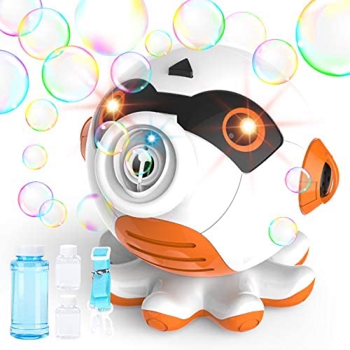 泡泡机史低价KMUYSL Bubble Machine for Toddlers –Octopus Bubble Maker with LED Light and Lanyard – Indoor and Outdoor Toys for Boys, Girls: Toys & Games