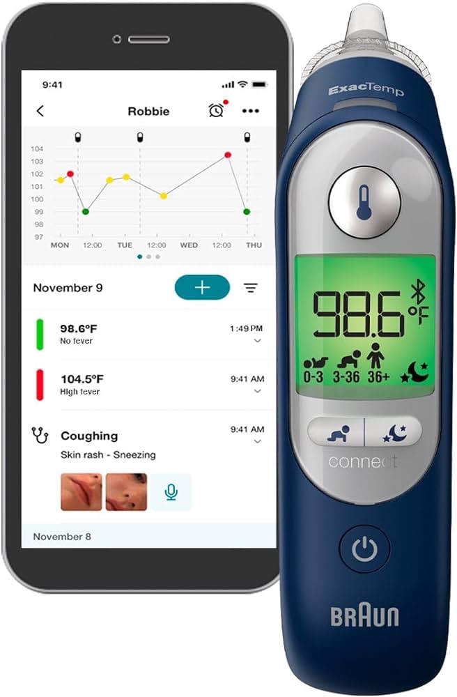 Amazon.com: Braun ThermoScan 7+ Connect– Digital Ear Thermometer for Kids, Babies, Toddlers and Adults – Fast, Gentle, and Accurate Results in 2 Seconds - Bluetooth Thermometer, IRT6575 : Health & Hou
