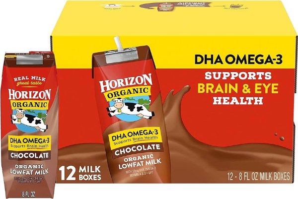 Horizon Organic Shelf-Stable 1% Low Fat milk Chocolate, 8 Fl Oz (Pack of 12)