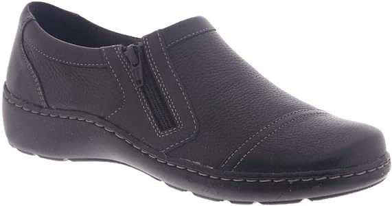 Amazon.com | Clarks womens Cora Giny Loafer Flat, Black Tumbled/Smooth Leather, 8 US | Loafers & Slip-Ons