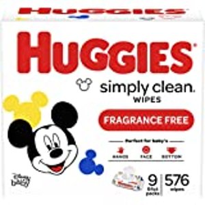 =Huggies Simply Clean Unscented Baby Wipes, 11 Flip-Top Packs (704 Wipes Total)