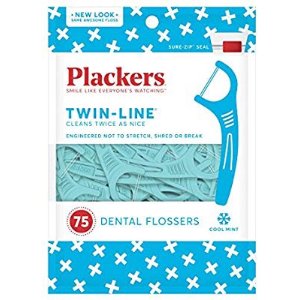 $1.79 Plackers Twin-Line Dental Floss Picks, 75 Count 牙线棒