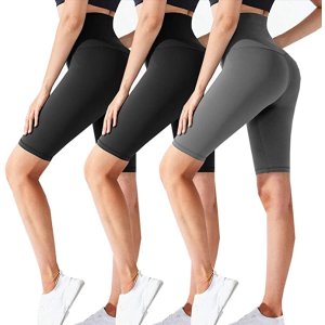CTHH 3 Pack Biker Shorts for Women-8" High Waisted Workout Running Athletic Spandex Soft Gym Summer Short Yoga Leggings