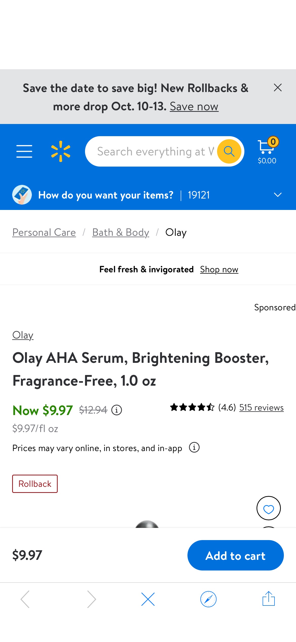 Olay AHA Serum, Brightening Booster, Fragrance-Free, 1.0 oz - Walmart.com