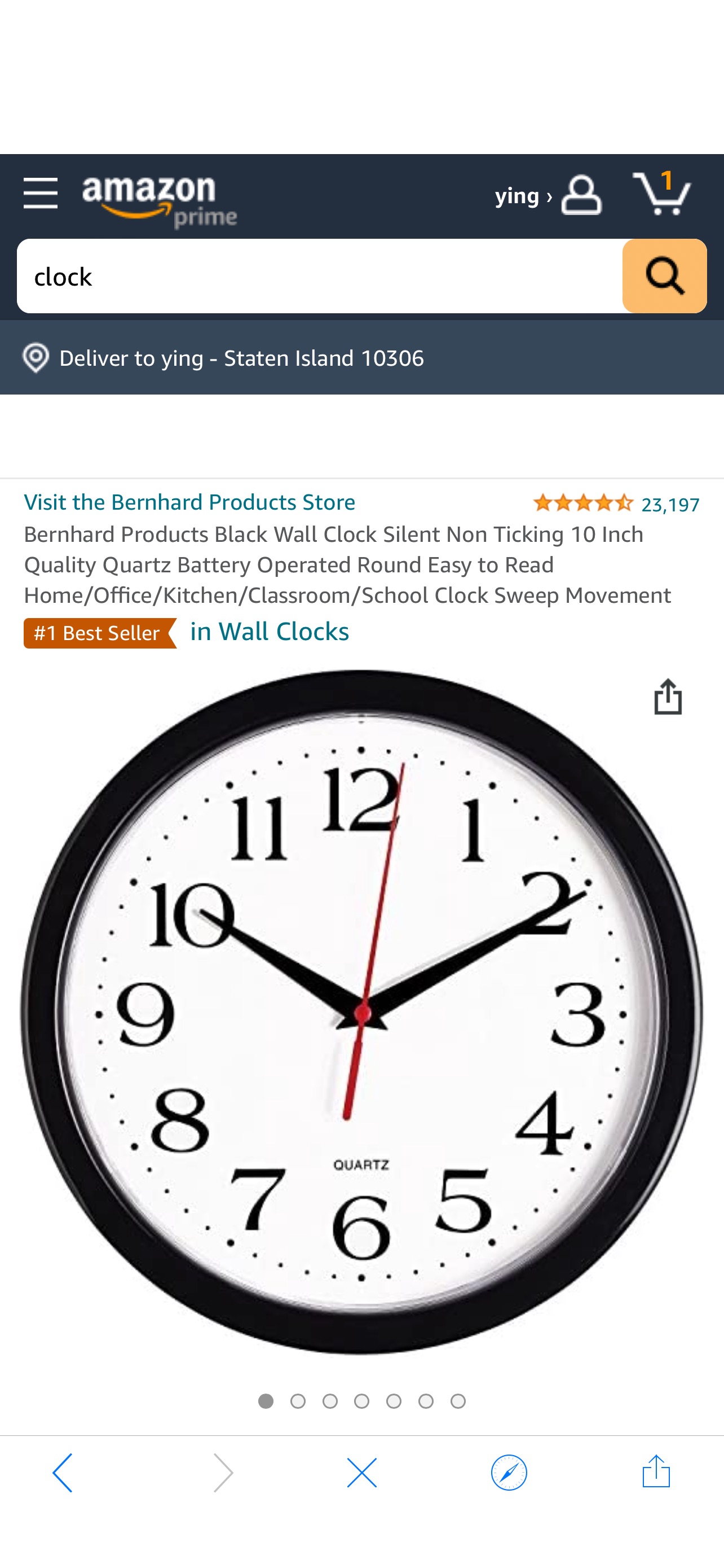 Amazon.com: Bernhard Products Black Wall Clock Silent Non Ticking 10 Inch Quality Quartz Battery Operated Round Easy to Read Home/Office/Kitchen/Classroom/School Clock Sweep Movement : Home & Kitchen
