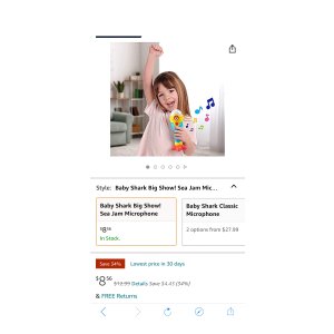 $8.56 Amazon.com: Baby Shark s Big Show! Sea Jam Microphone for Kids – Karaoke Mic Includes Pre-Recorded Theme Song and Three Voice Filters : 宝宝鲨鱼麦克风