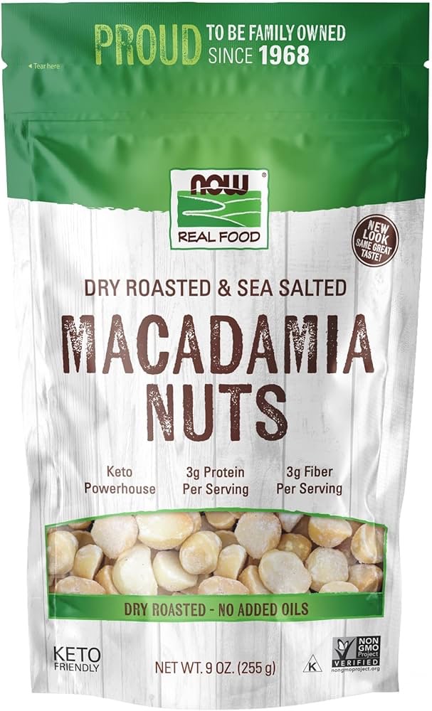 Amazon.com : NOW Foods, Macadamia Nuts, Dry Roasted with Sea Salt, Source of Fiber, Gluten-Free and Certified Non-GMO, 9-Ounce (Packaging May Vary) : Cooking And Baking Macadamia Nuts : Grocery & Gour