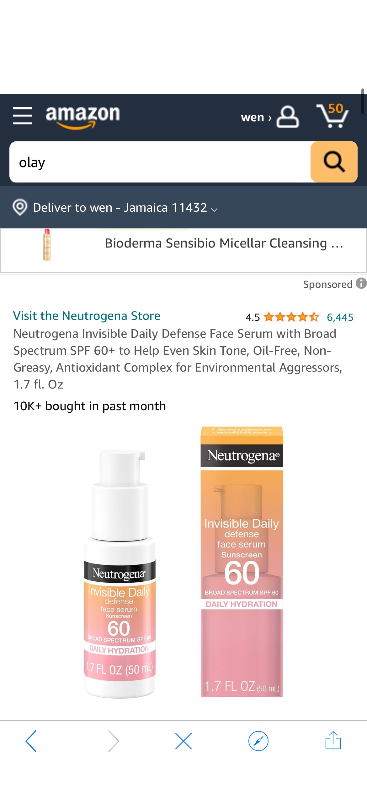 Amazon.com: Neutrogena Invisible Daily Defense Face Serum with Broad Spectrum SPF 60+ to Help Even Skin Tone, Oil-Free, Non-Greasy, Antioxidant Complex for Environmental Aggressors, 1.7 fl. Oz : Beaut