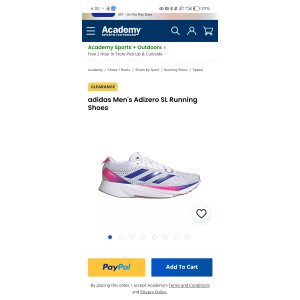 $23.74 adidas Men s Adizero SL Running Shoes | Academy