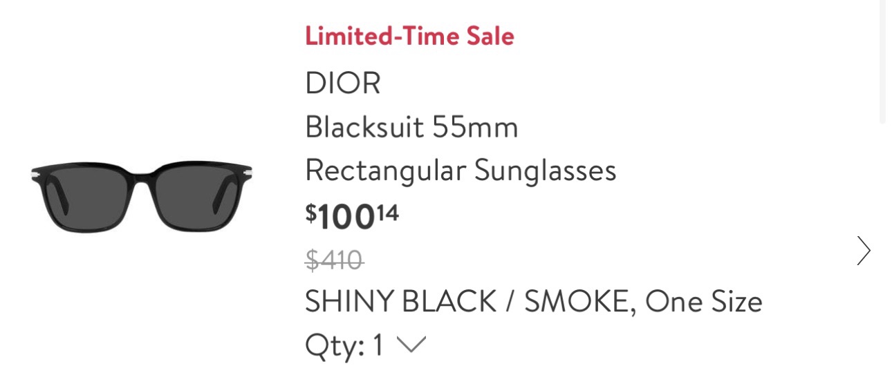 DIOR Blacksuit 55mm Rectangular Sunglasses | Nordstrom