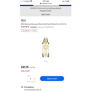 $41.1 REN -摩洛哥玫瑰油