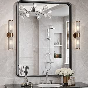 Amazon.com: Brightify Black Bathroom Mirror for Wall, 24x36 Inch Rectangular Black Metal Framed Mirror, Modern Wall Mounted Vanity Mirror for Bathroom, Vertical or Horizontal : Home &amp; Kitchen